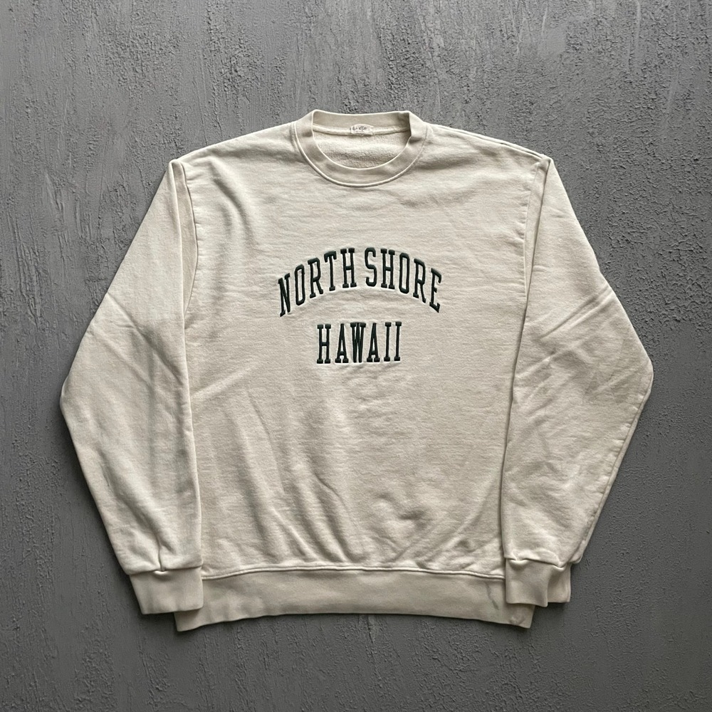 Vintage North Shore Hawaii Sweatshirt Womens One Size Cream 2000s John Galt